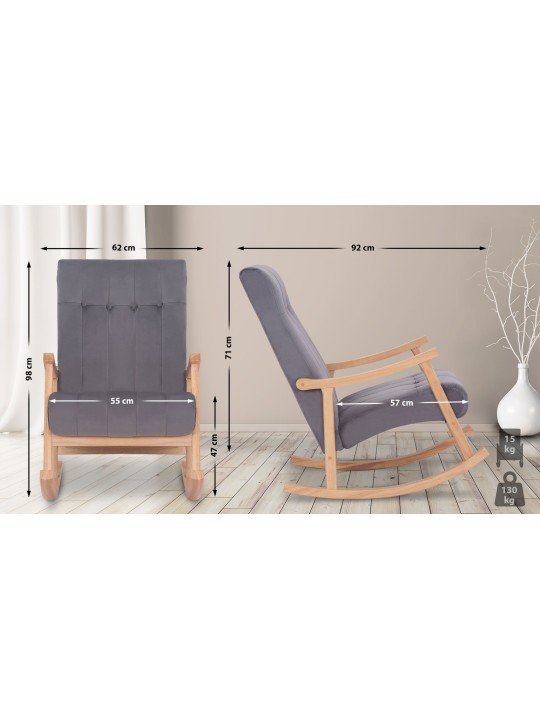 Mecedora Saltillo terciopelo, natura/grau