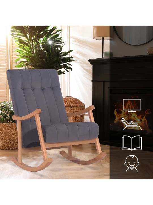 Mecedora Saltillo terciopelo, natura/grau