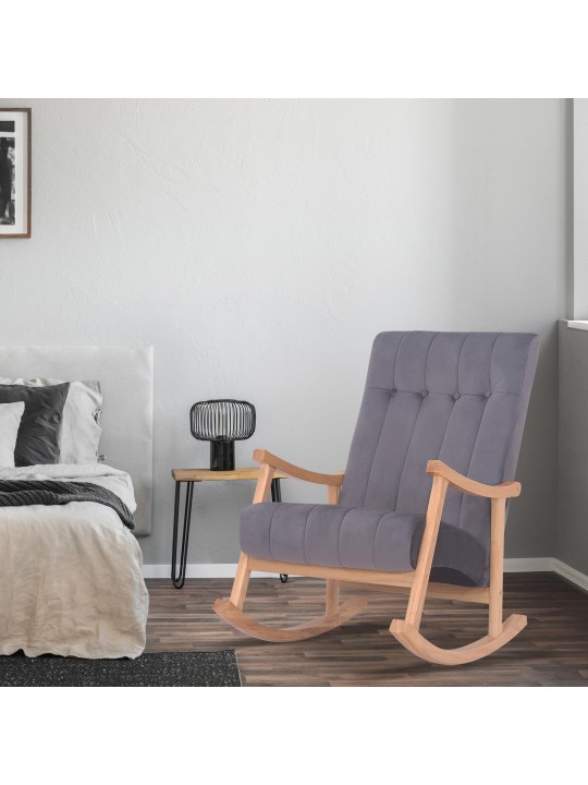 Mecedora Saltillo terciopelo, natura/grau