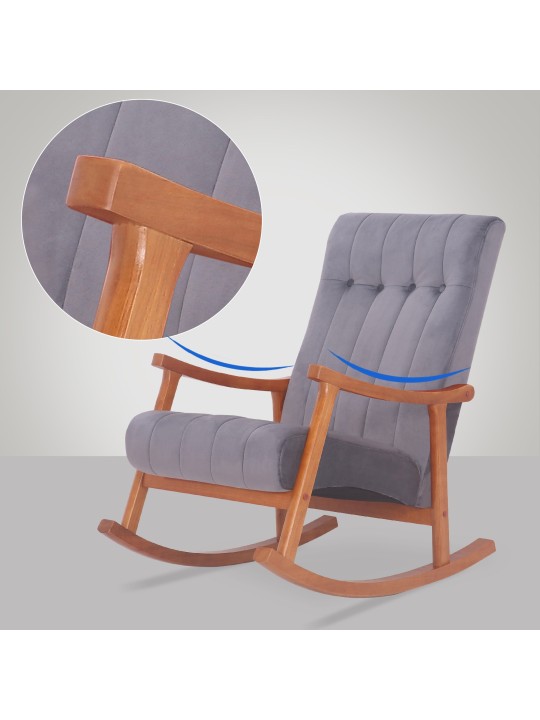Mecedora Saltillo terciopelo, nogal/gris