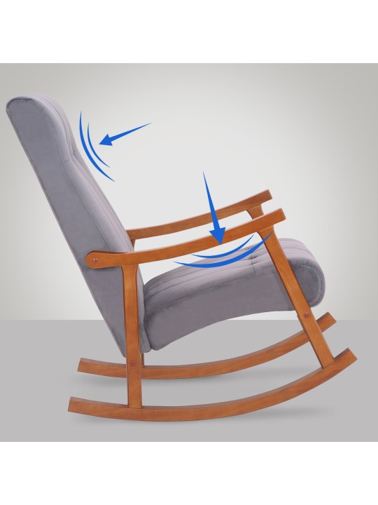 Mecedora Saltillo terciopelo, nogal/gris