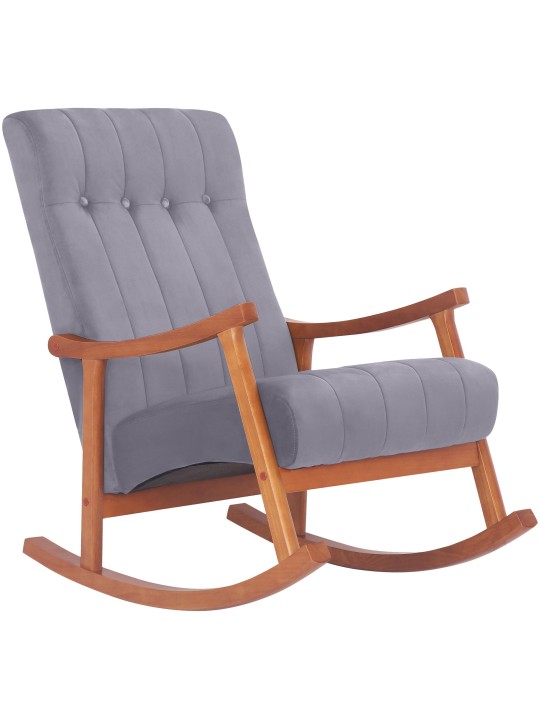 Mecedora Saltillo terciopelo, nogal/gris