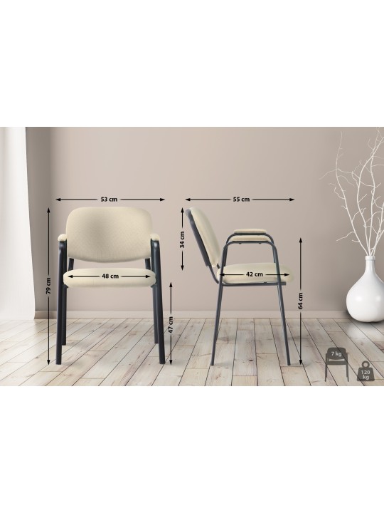 Silla de visita Ken PRO tejido, crema