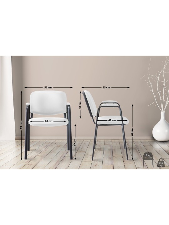 Silla de visita Ken PRO cuero artificial, blanco
