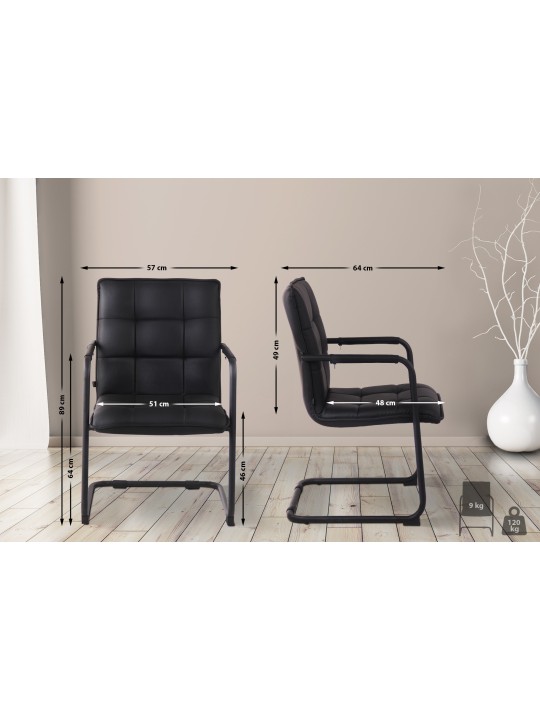 Silla de visita Gandia polipiel, negro