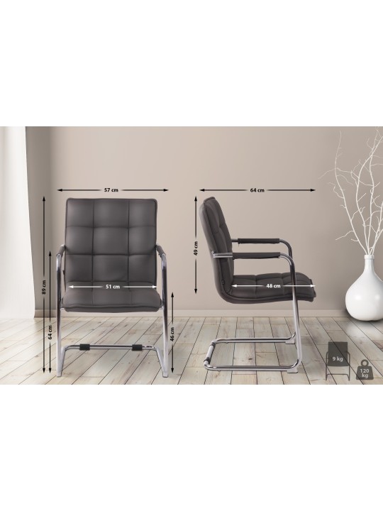 Silla de visita Gandia polipiel cromada, gris