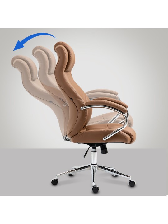 Silla de oficina Salford de cuero genuino, marrón claro