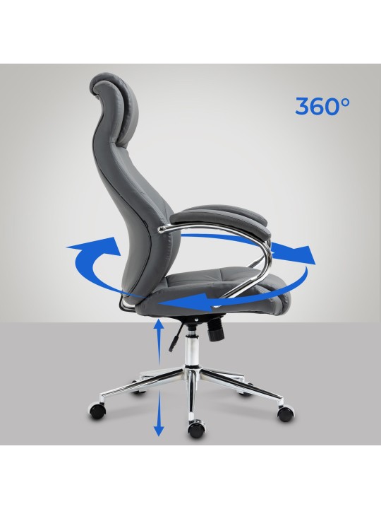 Silla de oficina Salford de cuero genuino, gris