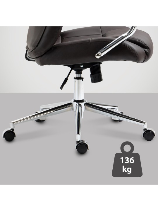 Silla de oficina Salford de cuero genuino, marrón