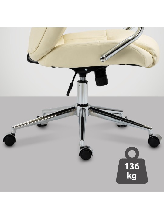 Silla de oficina Salford de cuero genuino, crema