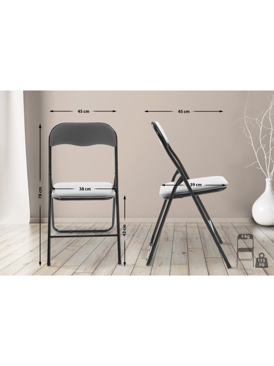 Silla plegable Félix, gris/negro