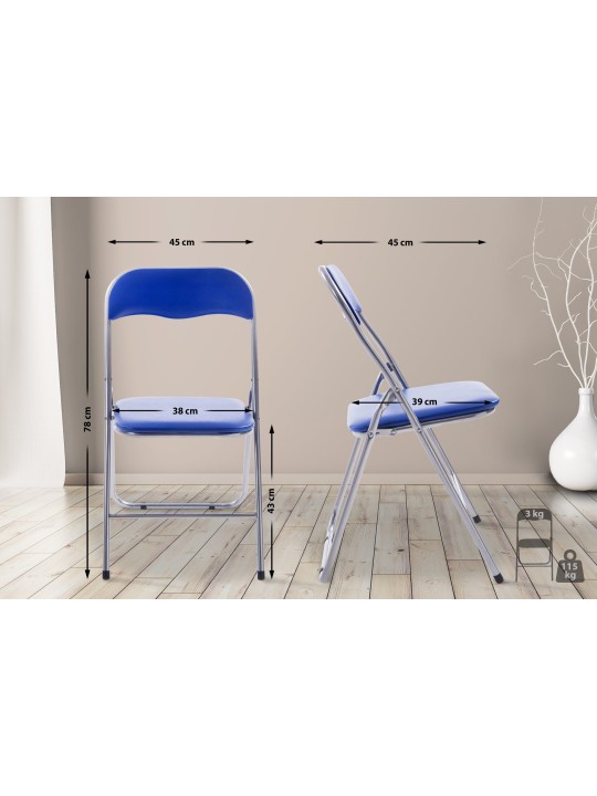 Silla plegable Félix, azul/plata
