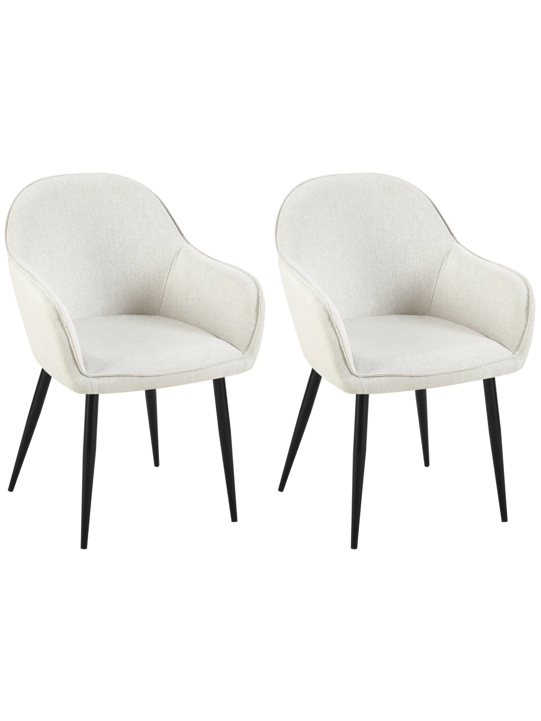 Juego de 2 sillas de comedor tela Boise, crema