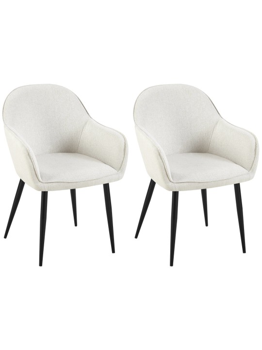 Juego de 2 sillas de comedor tela Boise, crema