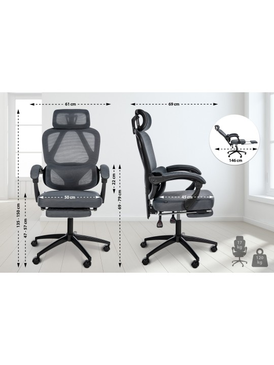 Silla de oficina Gander, gris oscuro