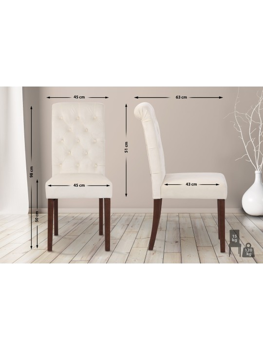 Silla de comedor Lisburn terciopelo, crema