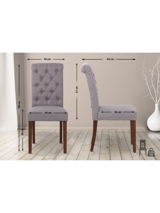 Juego de 2 sillas de comedor de tela Lisburn, gris Juego de 2 sillas de comedor de tela Lisburn, gris