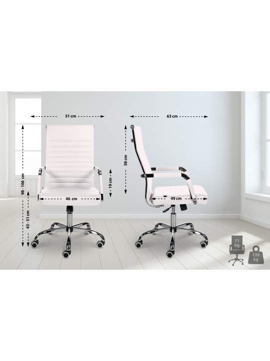 Silla de oficina Amadora piel sintética, blanco