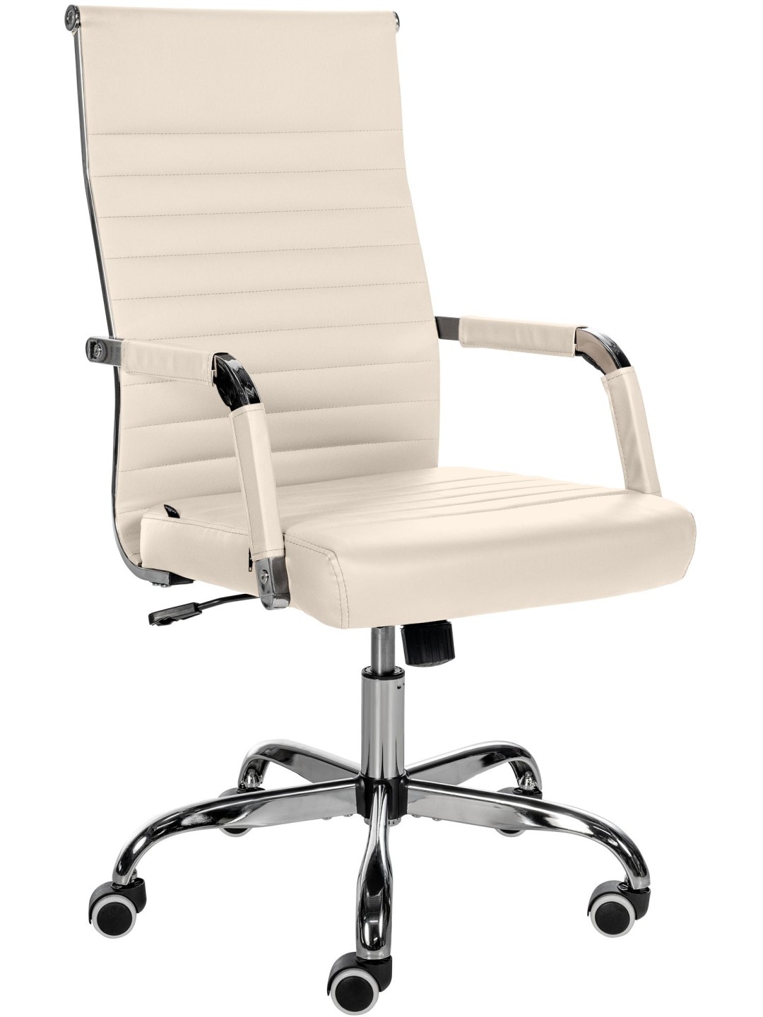 Silla de oficina Amadora piel sintética, crema