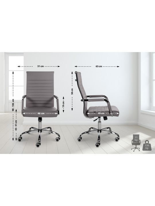 Silla de oficina Amadora piel sintética, gris