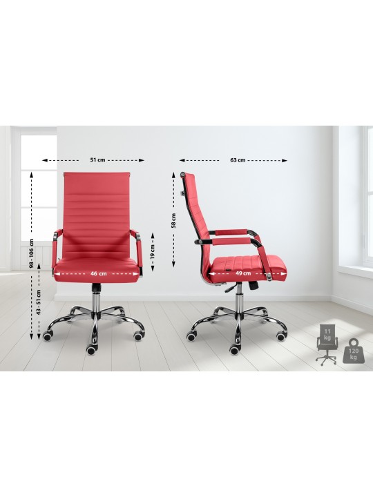 Silla de oficina Amadora piel sintética, rojo