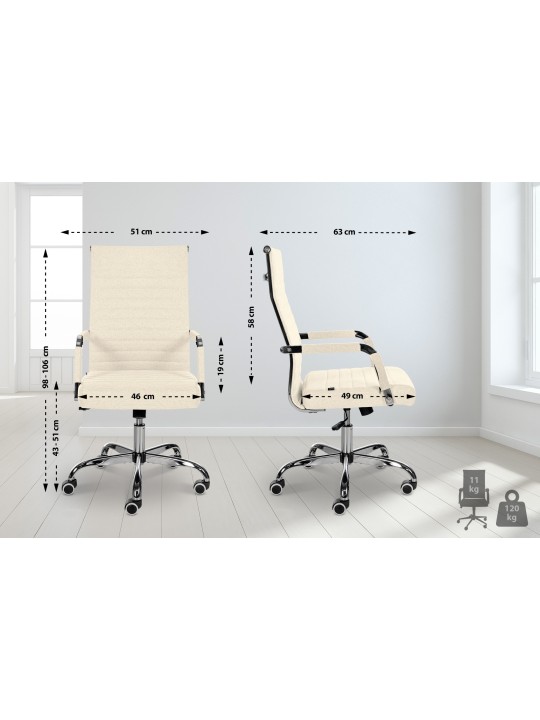 Silla de oficina Amadora tela, crema