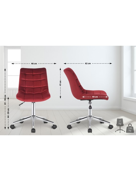 Silla de oficina Medford terciopelo, rojo
