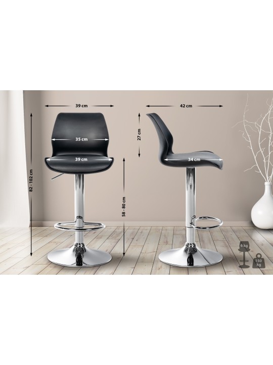 Taburete de bar Gilbert plástico, negro