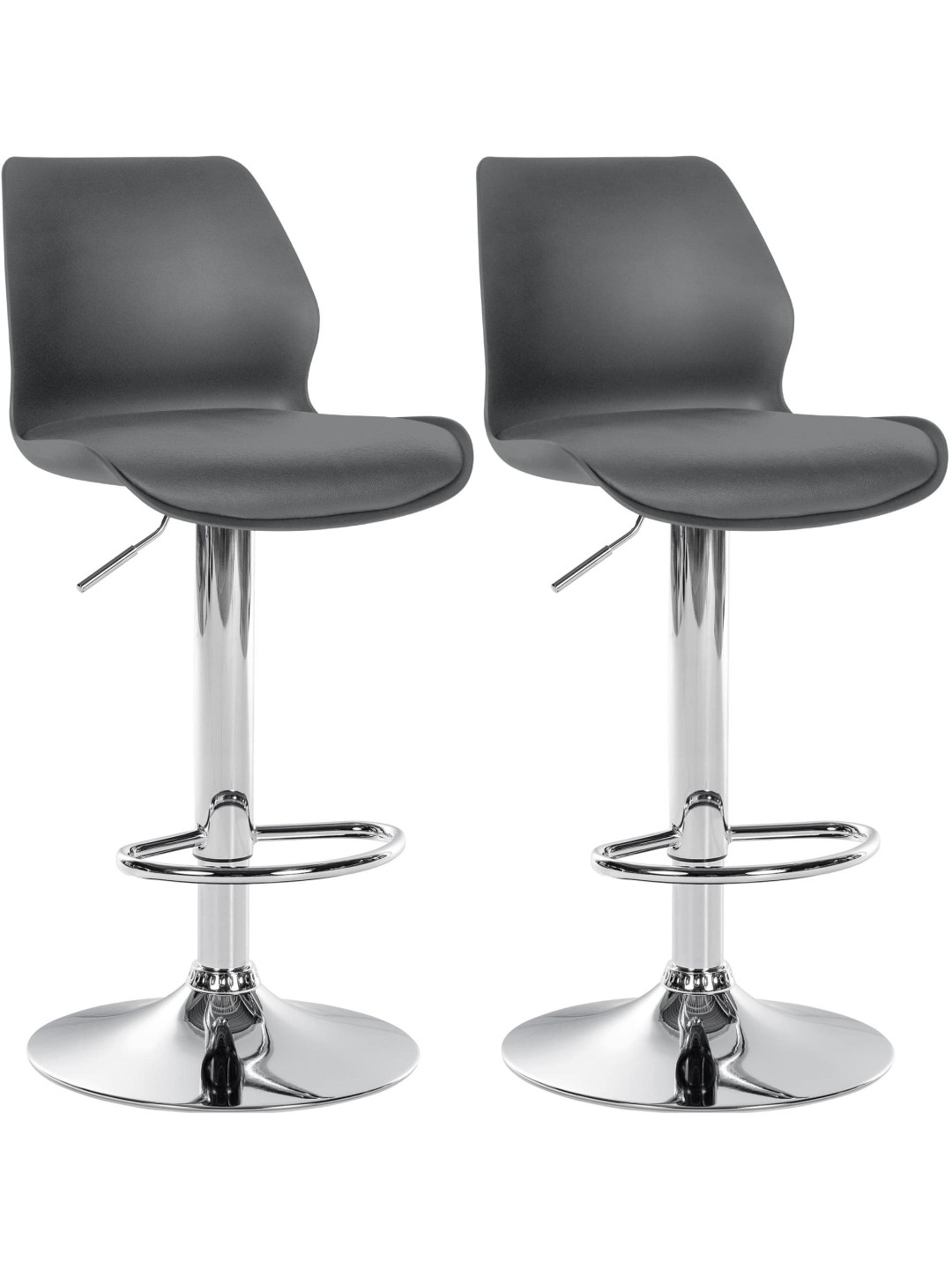 Juego de 2 taburetes de bar Gilbert plástico, gris