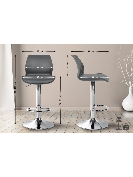 Juego de 2 taburetes de bar Gilbert plástico, gris