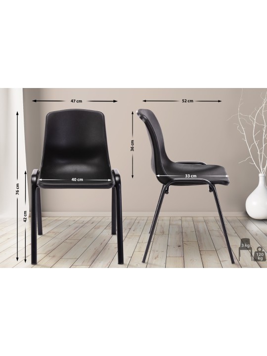 Silla apilable Nowra plástico, negro Silla apilable Nowra plástico, negro