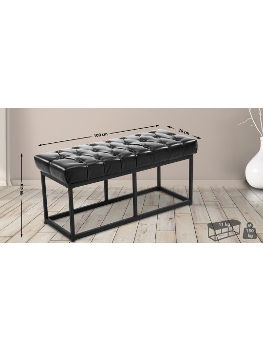 Banco Amun cuero artificial B100, negro