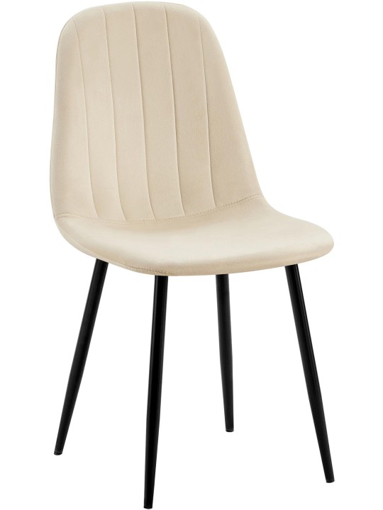 Silla de comedor Baxter de terciopelo, crema