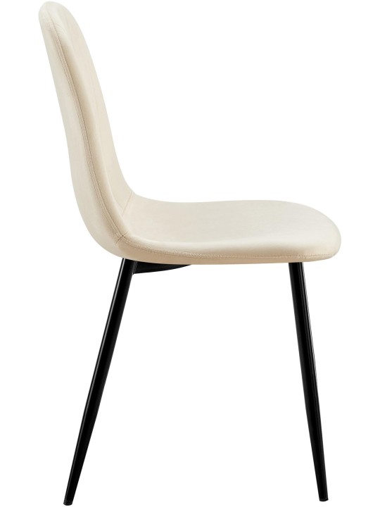 Silla de comedor Baxter de terciopelo, crema