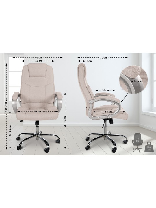 Silla de oficina BIG Apollo tela, crema