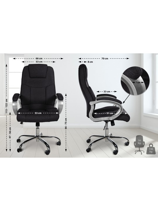 Silla de oficina BIG Apollo tela, negro