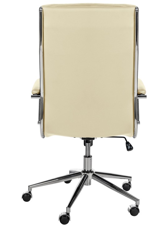 Silla de oficina Cleveland cuero genuino, crema