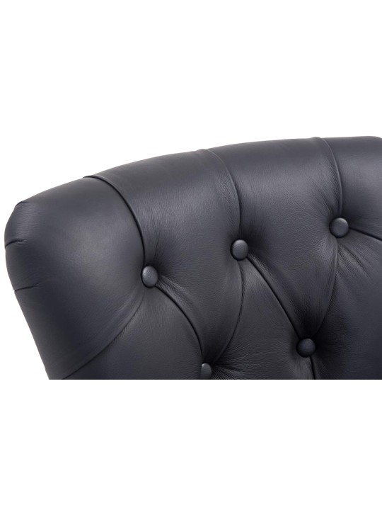 Taburete de bar Lakewood cuero auténtico, luz antigua, negro