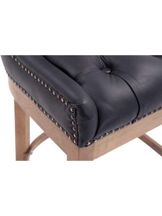 Taburete de bar Lakewood cuero auténtico, luz antigua, negro