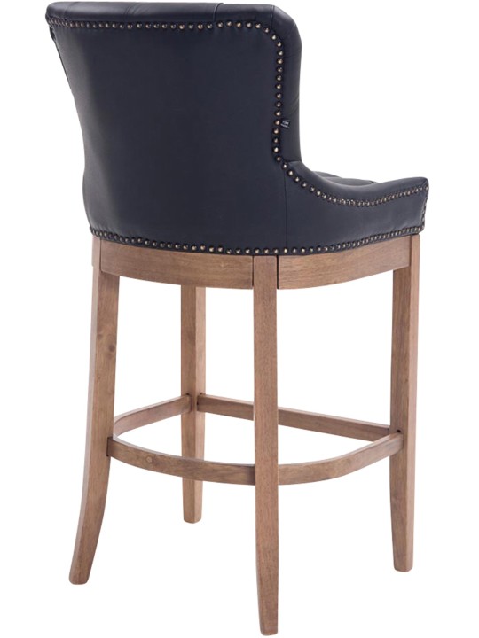 Taburete de bar Lakewood cuero auténtico, luz antigua, negro