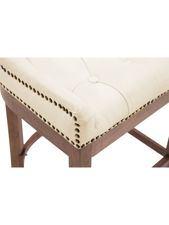 Taburete de bar Lakewood cuero auténtico, luz antigua, crema