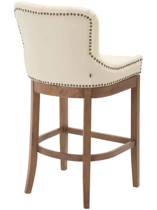 Taburete de bar Lakewood cuero auténtico, luz antigua, crema