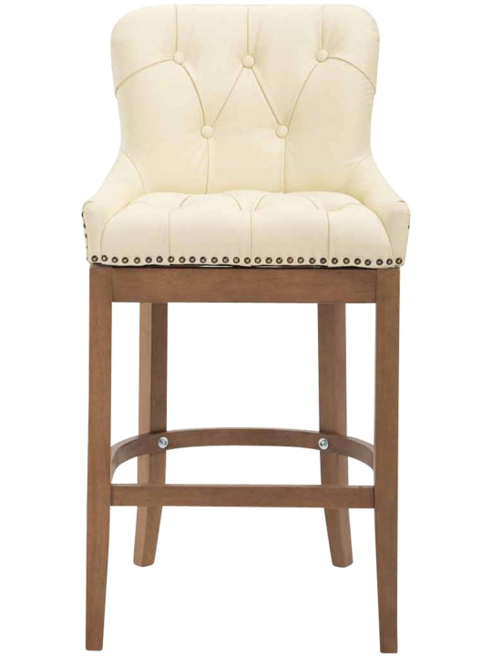 Taburete de bar Lakewood cuero auténtico, luz antigua, crema