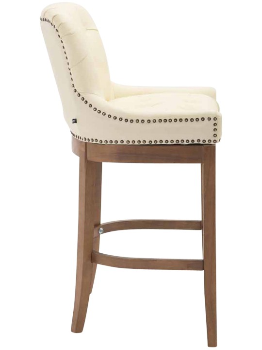 Taburete de bar Lakewood cuero auténtico, luz antigua, crema