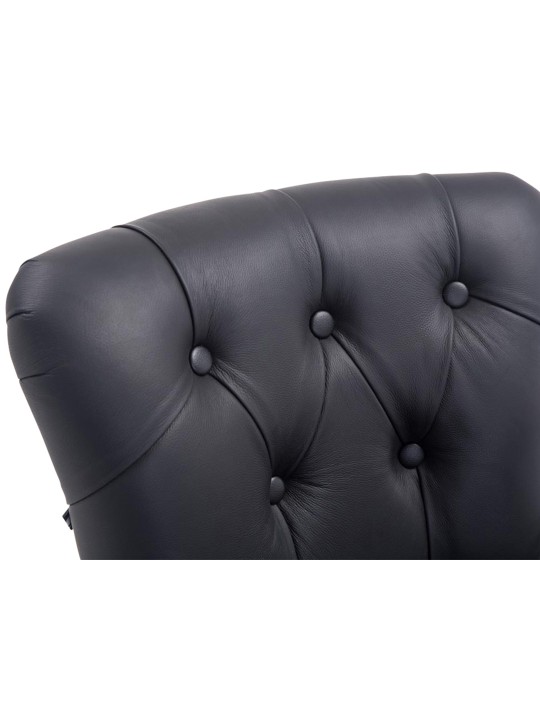 Taburete de bar Lakewood cuero auténtico, antiguo, negro