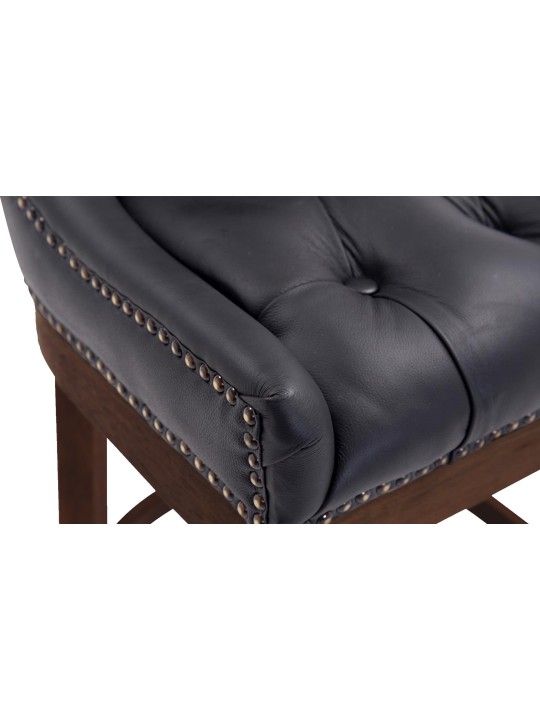 Taburete de bar Lakewood cuero auténtico, antiguo, negro