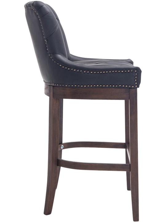 Taburete de bar Lakewood cuero auténtico, antiguo, negro