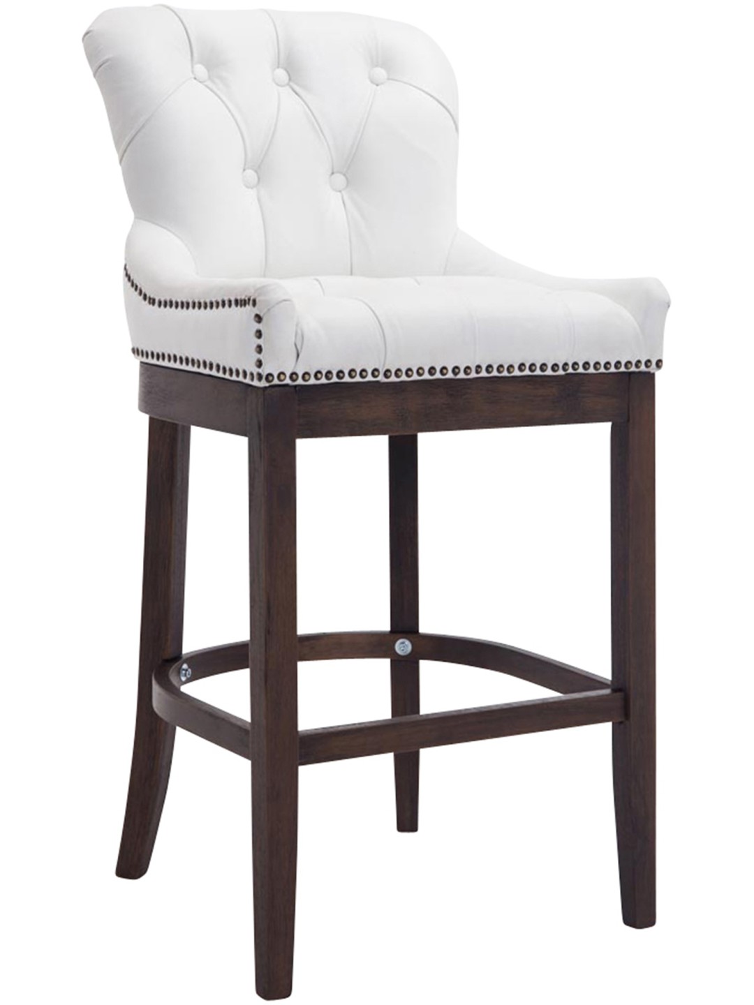 Taburete de bar Lakewood cuero auténtico, antiguo, blanco