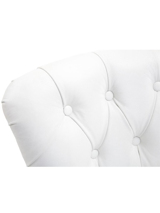 Taburete de bar Lakewood cuero auténtico, antiguo, blanco