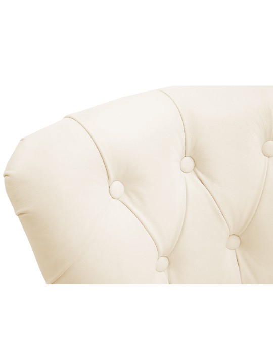 Taburete de bar Lakewood cuero auténtico, antiguo, crema